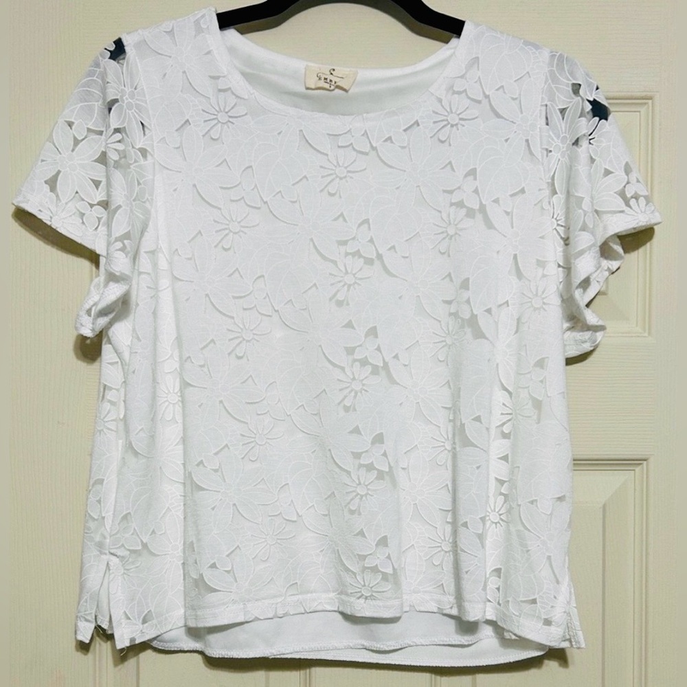 Ember Elegant White Lace Floral Top